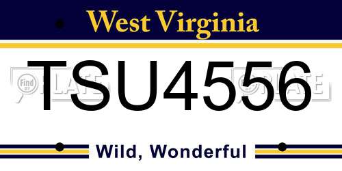 TSU4556 West Virginia License Plate