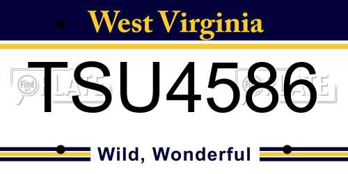 TSU4586 West Virginia License Plate