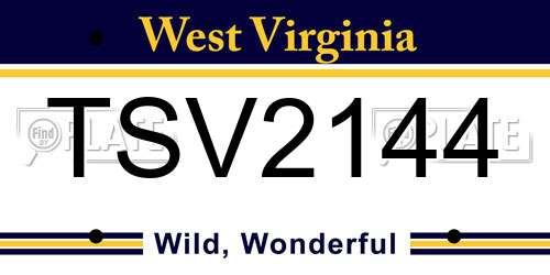 TSV2144 West Virginia License Plate