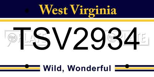 TSV2934 West Virginia License Plate