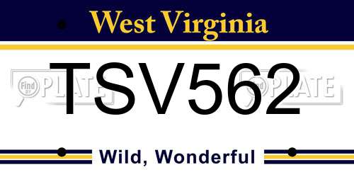 TSV562 West Virginia License Plate