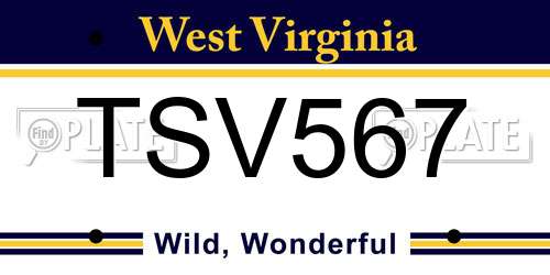 TSV567 West Virginia License Plate