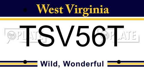 TSV56T West Virginia License Plate