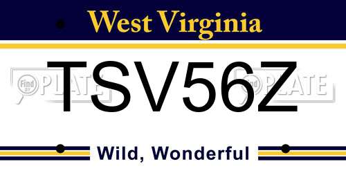 TSV56Z West Virginia License Plate