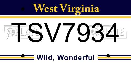 TSV7934 West Virginia License Plate