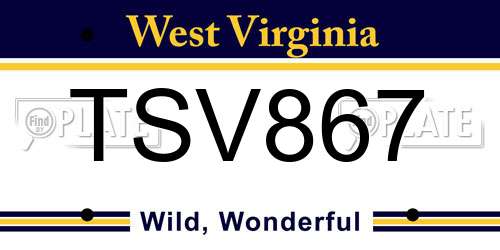 TSV867 West Virginia License Plate