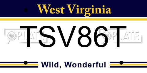 TSV86T West Virginia License Plate