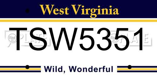 TSW5351 West Virginia License Plate
