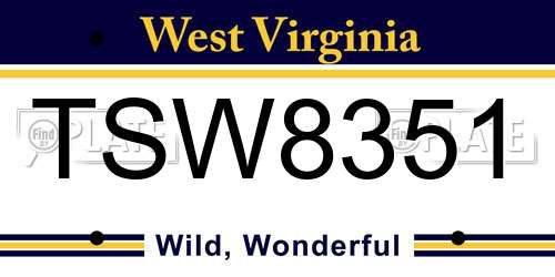 TSW8351 West Virginia License Plate