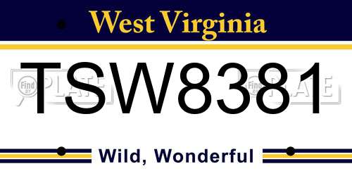 TSW8381 West Virginia License Plate