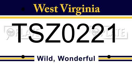 TSZ0221 West Virginia License Plate
