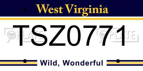 TSZ0771 West Virginia License Plate