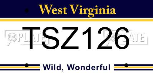 TSZ126 West Virginia License Plate
