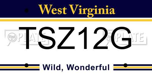 TSZ12G West Virginia License Plate