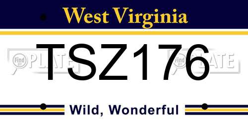TSZ176 West Virginia License Plate