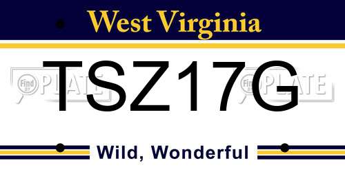 TSZ17G West Virginia License Plate