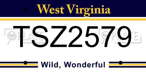 TSZ2579 West Virginia License Plate