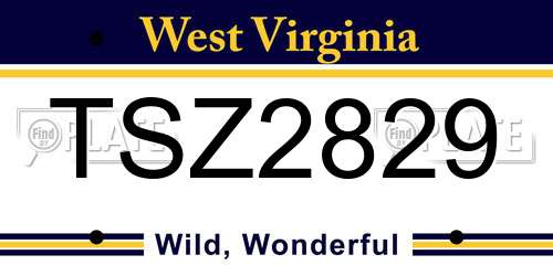 TSZ2829 West Virginia License Plate