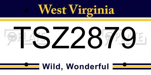 TSZ2879 West Virginia License Plate