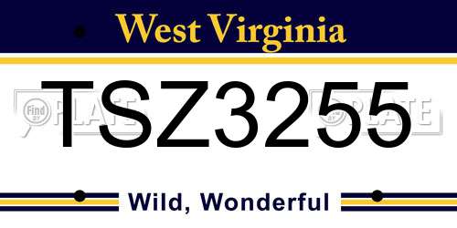 TSZ3255 West Virginia License Plate