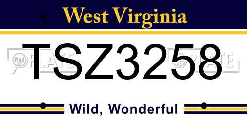 TSZ3258 West Virginia License Plate