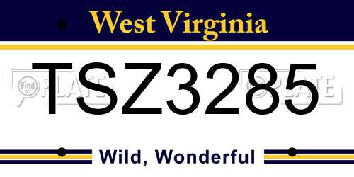 TSZ3285 West Virginia License Plate