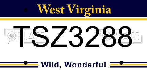 TSZ3288 West Virginia License Plate