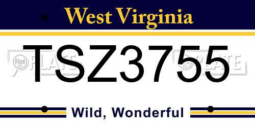 TSZ3755 West Virginia License Plate