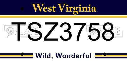 TSZ3758 West Virginia License Plate
