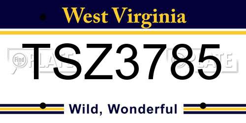 TSZ3785 West Virginia License Plate