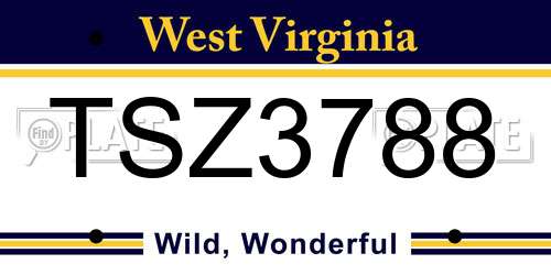 TSZ3788 West Virginia License Plate