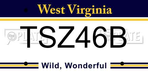 TSZ46B West Virginia License Plate