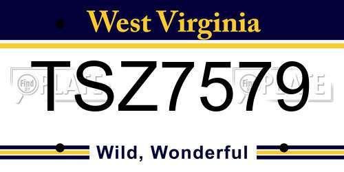 TSZ7579 West Virginia License Plate