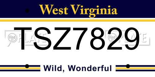 TSZ7829 West Virginia License Plate