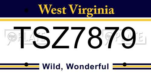 TSZ7879 West Virginia License Plate