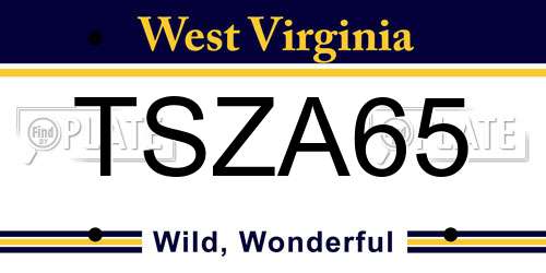 TSZA65 West Virginia License Plate