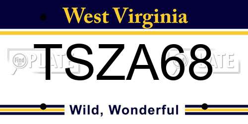 TSZA68 West Virginia License Plate