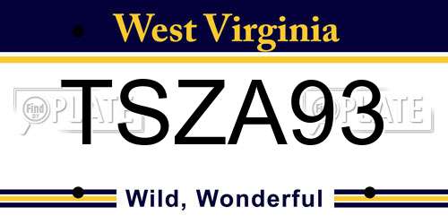 TSZA93 West Virginia License Plate