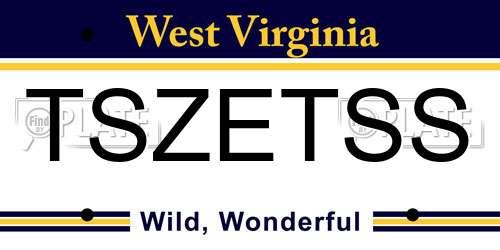 TSZETSS West Virginia License Plate