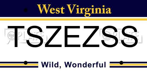 TSZEZSS West Virginia License Plate