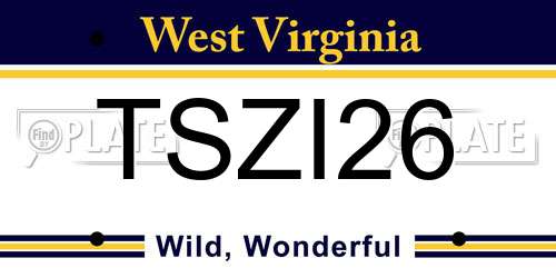 TSZI26 West Virginia License Plate