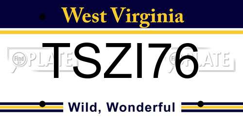 TSZI76 West Virginia License Plate