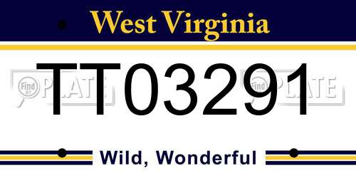 TT03291 West Virginia License Plate