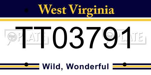 TT03791 West Virginia License Plate