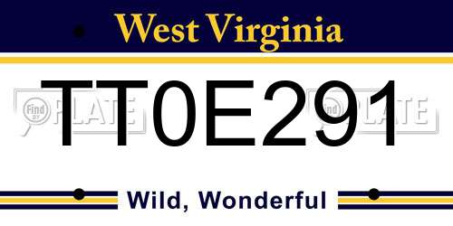 TT0E291 West Virginia License Plate