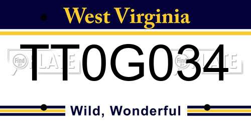 TT0G034 West Virginia License Plate