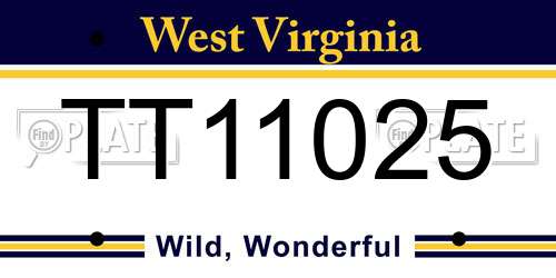 TT11025 West Virginia License Plate