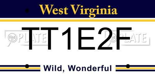 TT1E2F West Virginia License Plate