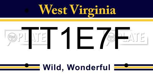 TT1E7F West Virginia License Plate