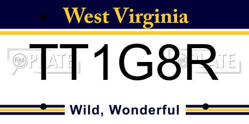 TT1G8R West Virginia License Plate